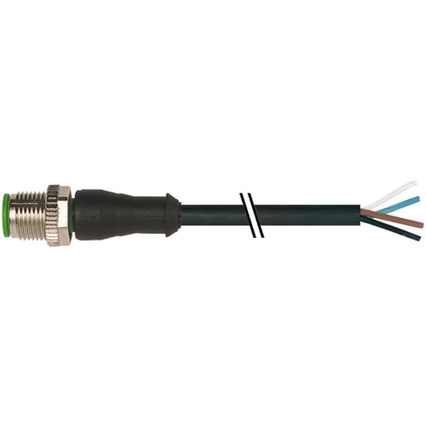 M12 male 0° with cable, PUR 4x0.34 bk UL/CSA 1.5m, Murr Elektronik, Mfr#: 7000-12021-6240150